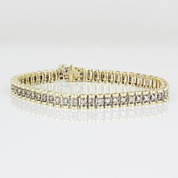 Jewelry - Vintage 10K Yellow Gold 3-Carat Diamond Anniversary Tennis Bracelet